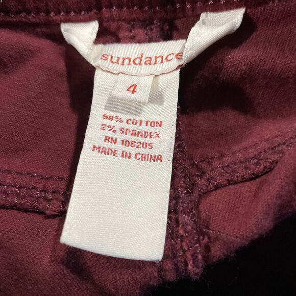 Sundance Velvet Pants Womens 4 Flare Leg Red 5 Pocket Boho Fall Casual - Picture 2 of 6